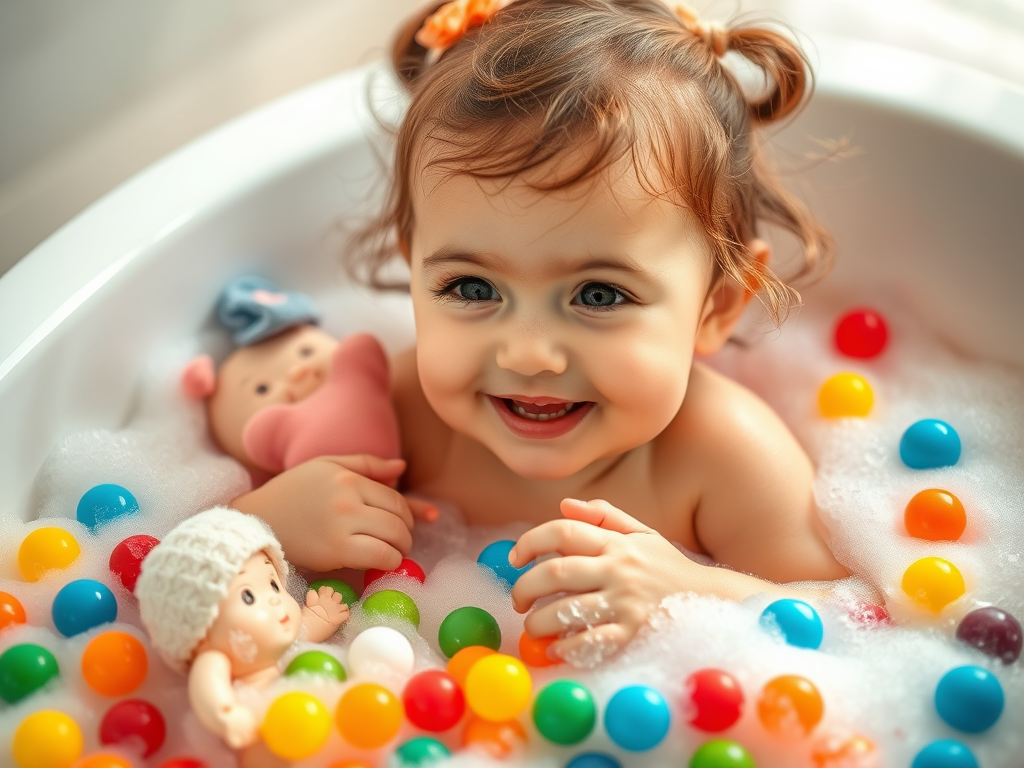 ASMR Gumball Bath with Baby & Doll! 🍬💖 So Cute! #shorts #Satisfying #viral&nbsp;#asmr